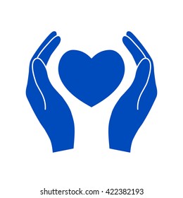 Hands holding heart.