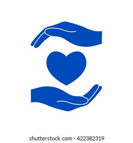 Hands holding heart.