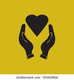 hands holding heart. 