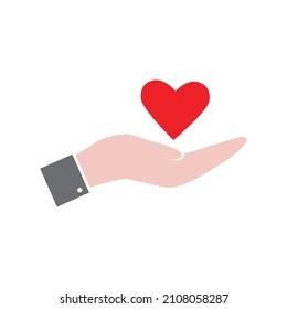 hands holding heart art vector on white background