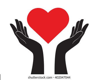 hands holding heart art vector 