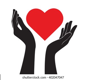 hands holding heart art vector 