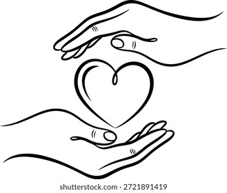 Hands holding heart in