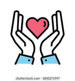 hands holding heart color icon vector. hands holding heart sign. isolated symbol illustration