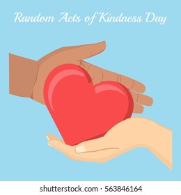 Hands holding heart. Concept of kindness, friendship, and equality. Flat vector stock illustration