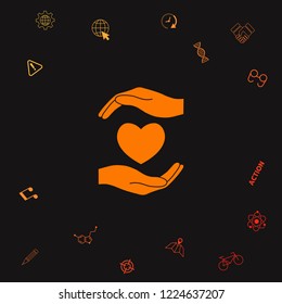 Hands holding heart. Graphic elements for your design