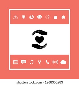Hands holding heart. Graphic elements for your design