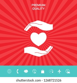 Hands holding heart. Graphic elements for your design