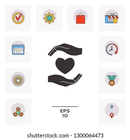 Hands holding heart. Graphic elements for your design
