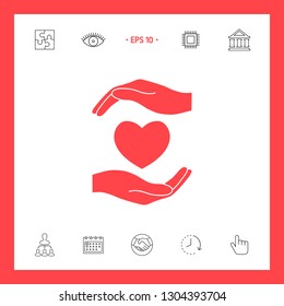 Hands holding heart. Graphic elements for your design