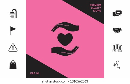Hands holding heart. Graphic elements for your design