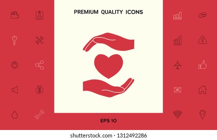 Hands holding heart. Graphic elements for your design