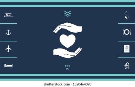 Hands holding heart. Graphic elements for your design