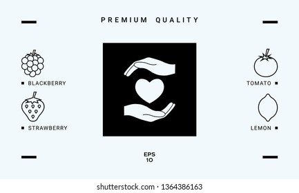 Hands holding heart. Graphic elements for your design