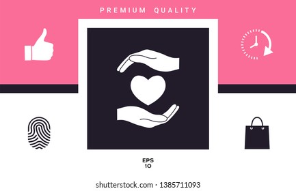 Hands holding heart. Graphic elements for your design