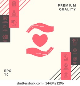 Hands holding heart. Graphic elements for your design