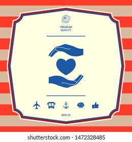 Hands holding heart. Graphic elements for your design