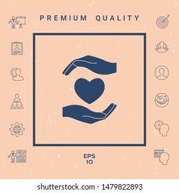 Hands holding heart. Graphic elements for your design