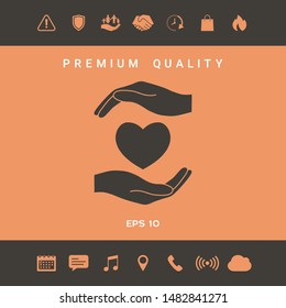 Hands holding heart. Graphic elements for your design