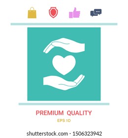 Hands holding heart. Graphic elements for your design