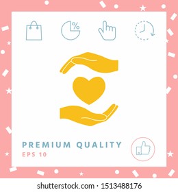 Hands holding heart. Graphic elements for your design