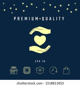 Hands holding heart. Graphic elements for your design