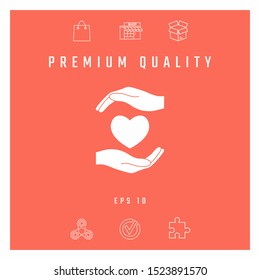 Hands holding heart. Graphic elements for your design