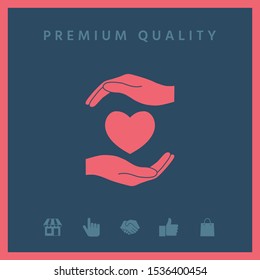 Hands holding heart. Graphic elements for your design
