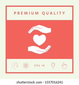 Hands holding heart. Graphic elements for your design