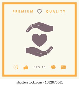 Hands holding heart. Graphic elements for your design