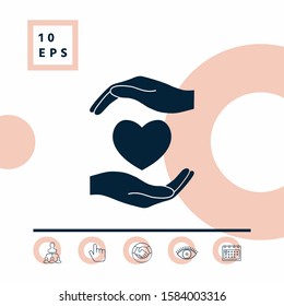 Hands holding heart. Graphic elements for your design