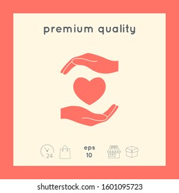 Hands holding heart. Graphic elements for your design