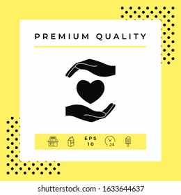 Hands holding heart. Graphic elements for your design