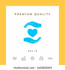 Hands holding heart. Graphic elements for your design