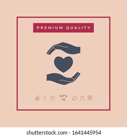 Hands holding heart. Graphic elements for your design