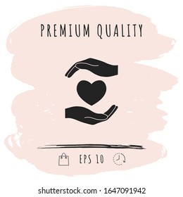 Hands holding heart. Graphic elements for your design