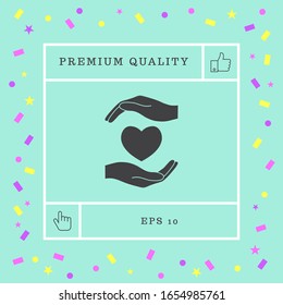 Hands holding heart. Graphic elements for your design