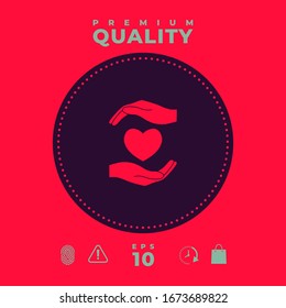 Hands holding heart. Graphic elements for your design