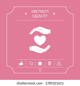 Hands holding heart. Graphic elements for your design