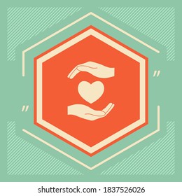 Hands holding heart. Graphic elements for your design