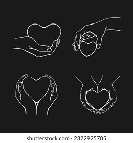 Hands holding heart. Hand drawn vector illustration.