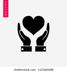 Hands holding heart icon