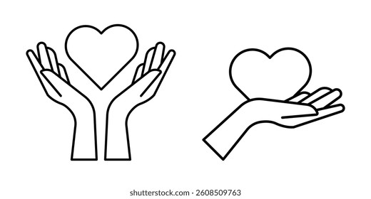 hands holding heart icon flat style, vector illustration eps 10.
