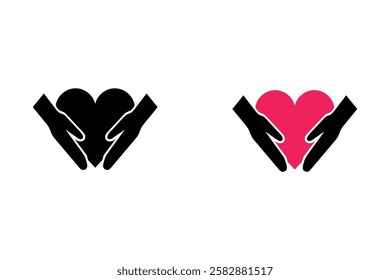Hands Holding Heart Icon for Mental Health Awareness, love and care icon, donation symbol, healthcare icon, mental health awareness