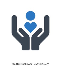 Hands Holding Heart Icon On White Background