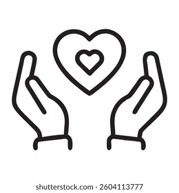 Hands Holding a Heart Icon, Representing Care and Love icon, vector illustration	