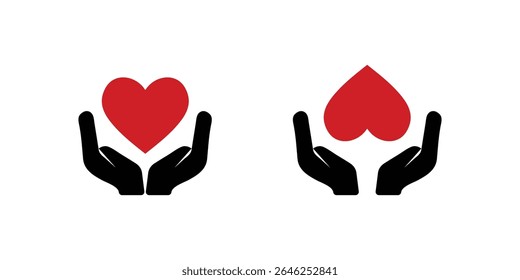 Hands Holding a Heart Icon, Representing Care and Affection.