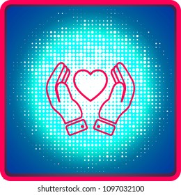 hands holding heart icon. Simple filled hands holding heart icon.