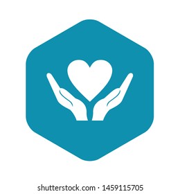 Hands holding heart icon. Simple illustration of hands holding heart vector icon for web design