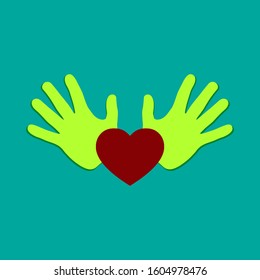 hands holding heart icon. Simple filled 